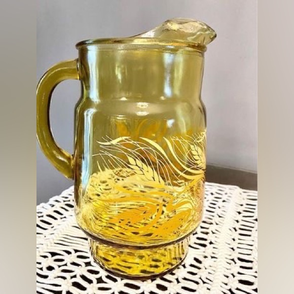VINTAGE Libbey Golden Harvest Wheat Pitcher and 8 tumblers - Picture 2 of 4